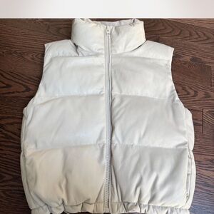 Aritzia Leather Cream Puffer Vest